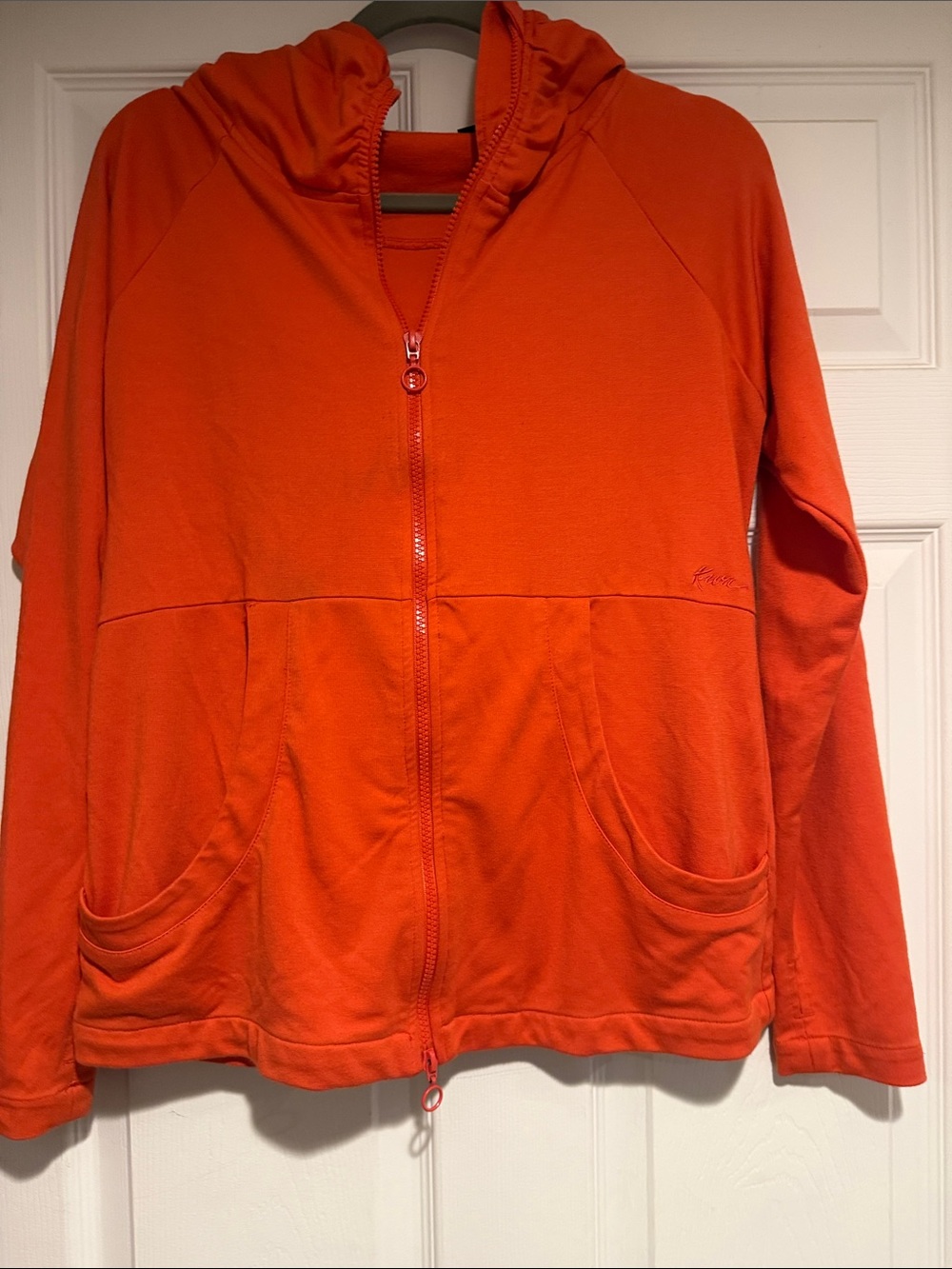Kavu red- Orange Full-Zip Hooded Jacket/cardigan, sz L, euc